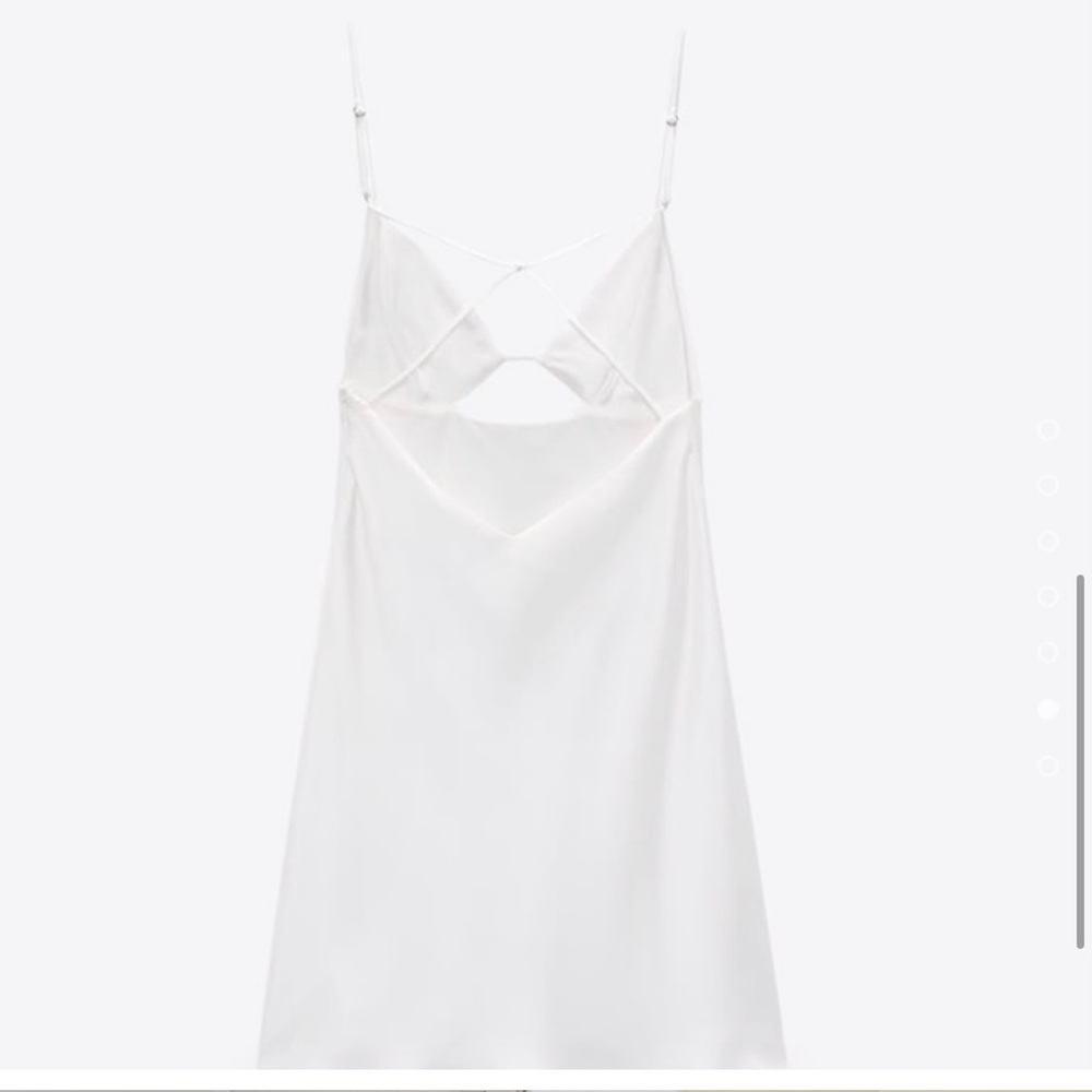 NWT White Zara Satin Effect Silk Bridal Elegant Sexy Low Back Mini Dress Sz XL - Picture 6 of 10